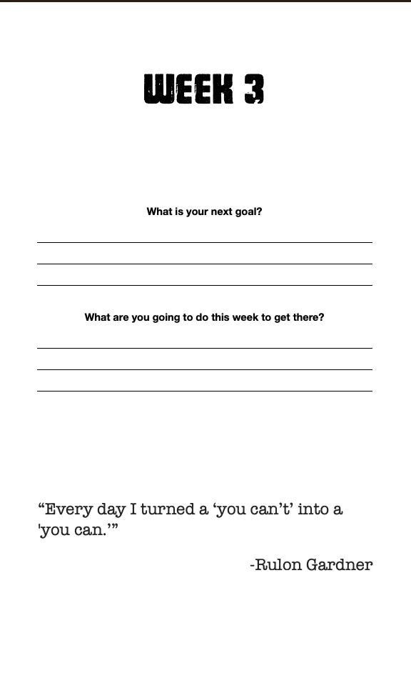 Wrestling Journal interior: weekly goal sample page